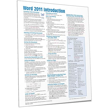Word 2011 for Mac: Introduction Quick Reference Guide (Cheat Sheet of Instructions, Tips & Shortcuts - Laminated Card)