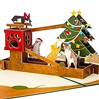 Ribbli Pop Up Christmas Card, 3D Greeting Card, Happy Holiday Card, Cats and Christmas Tree Card, Merry Xmas Cards for Kids Mom Dad Son Daughter Grandson Granddaughter Wife Friends, with Envelope