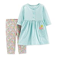 Carter's Baby Girl's Striped Dress and Floral Legging Set