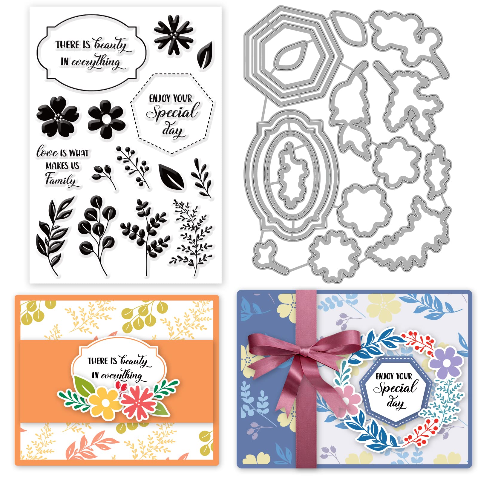Mua INFUNLY Label Die Cut Leaf Clear Stamps and Dies Sets for Card ...