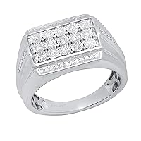 Dazzlingrock Collection 0.35 Carat (ctw) Round White Diamond Mens Anniversary Wedding Band 1/3 CT, 925 Sterling Silver