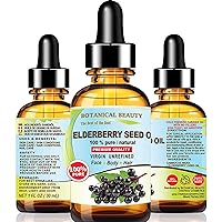 Belgian ELDERBERRY SEED OIL Sambucus Nigra 100% Pure Natural Virgin Unrefined Cold Pressed Carrier Oil 1 Fl. Oz.- 30 ml for FACE, SKIN, HAIR, NAILS, Anti-Aging by Botanical Beauty