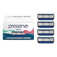 Preserve Five Blade Replacement Cartridges for Shave 5 Recycled Razor, 4 Count