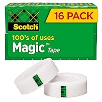 Scotch Magic Tape, Invisible, Home Office Supplies and Back to School Supplies for College and Classrooms, 16 Rolls