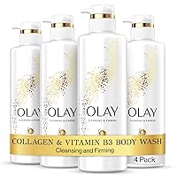 Cleansing & Firming Body Wash for Women with Collagen and Vitamin B3, 20 fl oz (Pack of 4)