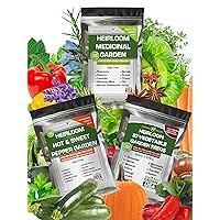 Most Popular Set of Medicine Herbs, Vegetables, Hot and Sweet Pepper Seeds - Non GMO USA Grown - 30 Heirloom Varieties for Hydroponic Indoor and Outdoor Planting - Easy to Grow