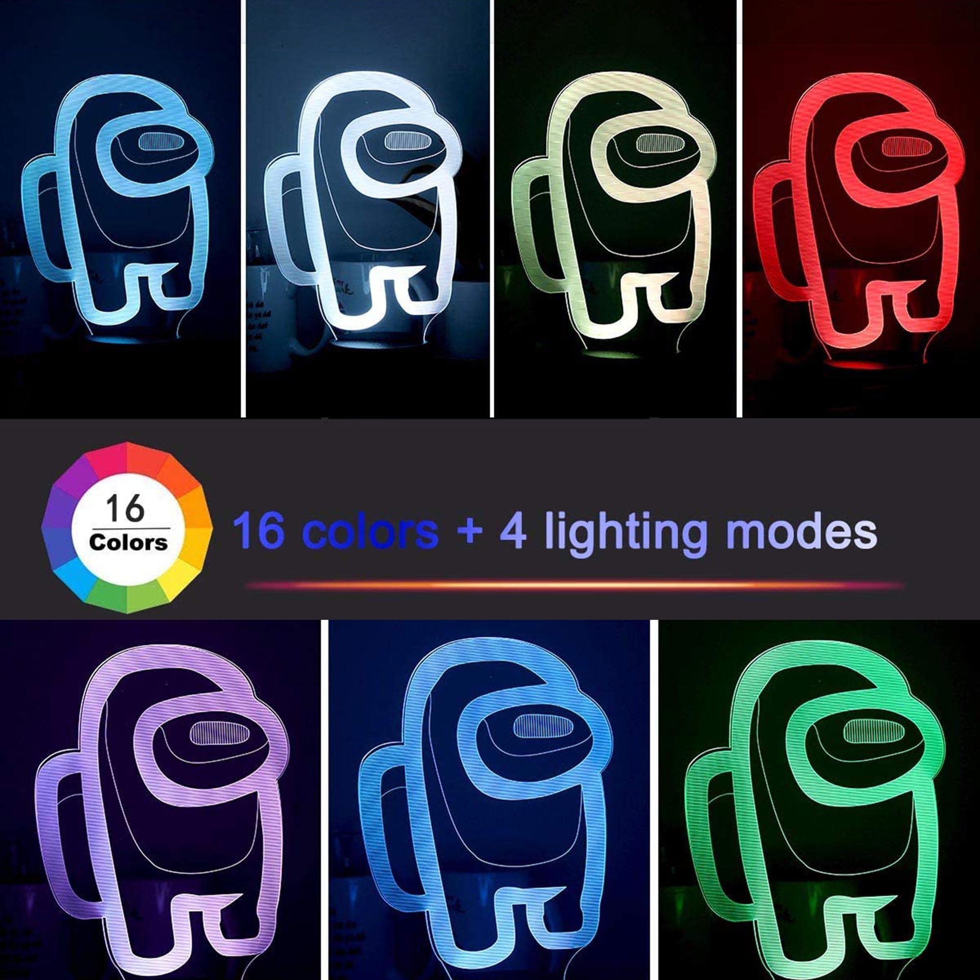 16 Colors 3D Night Lights with Remote Control and Smart Touch, Atmosphere Bedside Table Lamp for Kids Birthday Gifts Bedroom Decorataion Game Lovers