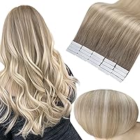 Full Shine Hair Extensions Tape in Color 19/8/60 Grey And Blonde Tape in Hair Extensions 22 Inch Double Sided Tape in Hair Extensions Human Hair 50 Gram Tape in 20 Pcs Straight Natural Hair Extensions
