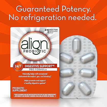 Align Probiotic, Pro Formula, Probiotics for Women and Men, Daily Probiotic Supplement for Digestive Health, Helps Soothe Occasional Abdominal Discomfort, Gas, and Bloating 63 Capsules