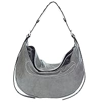 Gianni Chiarini Italian Made Coated Silver Canvas & Leather Hobo Bag