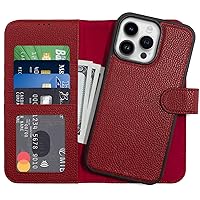 LUMARKE Designed for iPhone 15 Pro Max Wallet Case - Detachable Flip Folio Cover - RFID Blocking 4 Card Slots Holder - Premium Leather Magnetic Kickstand - Protective Phone Case 6.7