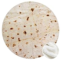 CASOFU Tortilla Throw Blanket, Sherpa Burritos Giant Flour Tortilla Throw Blanket, Novelty Tortilla Throw Blanket for Your Family, Soft and Warm Sherpa Taco Blanket. (Beige Sherpa, 80 inches)
