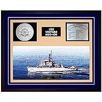 USS Venture MSO 496 Framed Navy Ship Display Blue