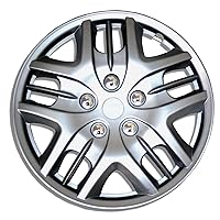Tuningpros WC1P-16-1025-S - Pack of 1 Hubcap (1 Piece) - 16-Inches Style Snap-On (Pop-On) Type Metallic Silver Wheel Covers Hub-caps