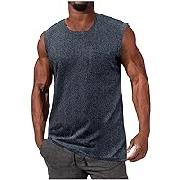 Basic Crewneck Knit Tank Tops for Men Fashion Sleeveless Textured Vests Cotton Lightweight Soft Muscle Workout Tee Shirts