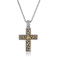 14k Gold-Dipped and Silver-Tone Cross Pendant Necklace, 24