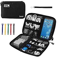 Travel Cable Organizer Bag Waterproof Portable Electronic Accessories Organizer for USB Cable Cord Phone Charger Headset Wire SD Card with 5pcs Cable Ties(Black)