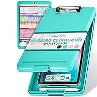 Tribe RN Nursing Clipboard with Storage - Medical Clipboard Nursing Essentials for Nurses and Nursing Students School Supplies with Quick Access Reference Guide (Mint)