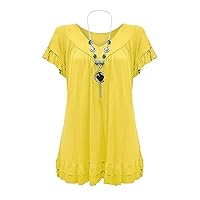 Womens Plus Size Frill Necklace Gypsy Tunic V Neck Top US 6-20