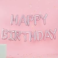 Ginger Ray Pastel Pink Happy Birthday Party Balloon Bunting Decoration Banner No Helium Needed, 12 x 16 Inch