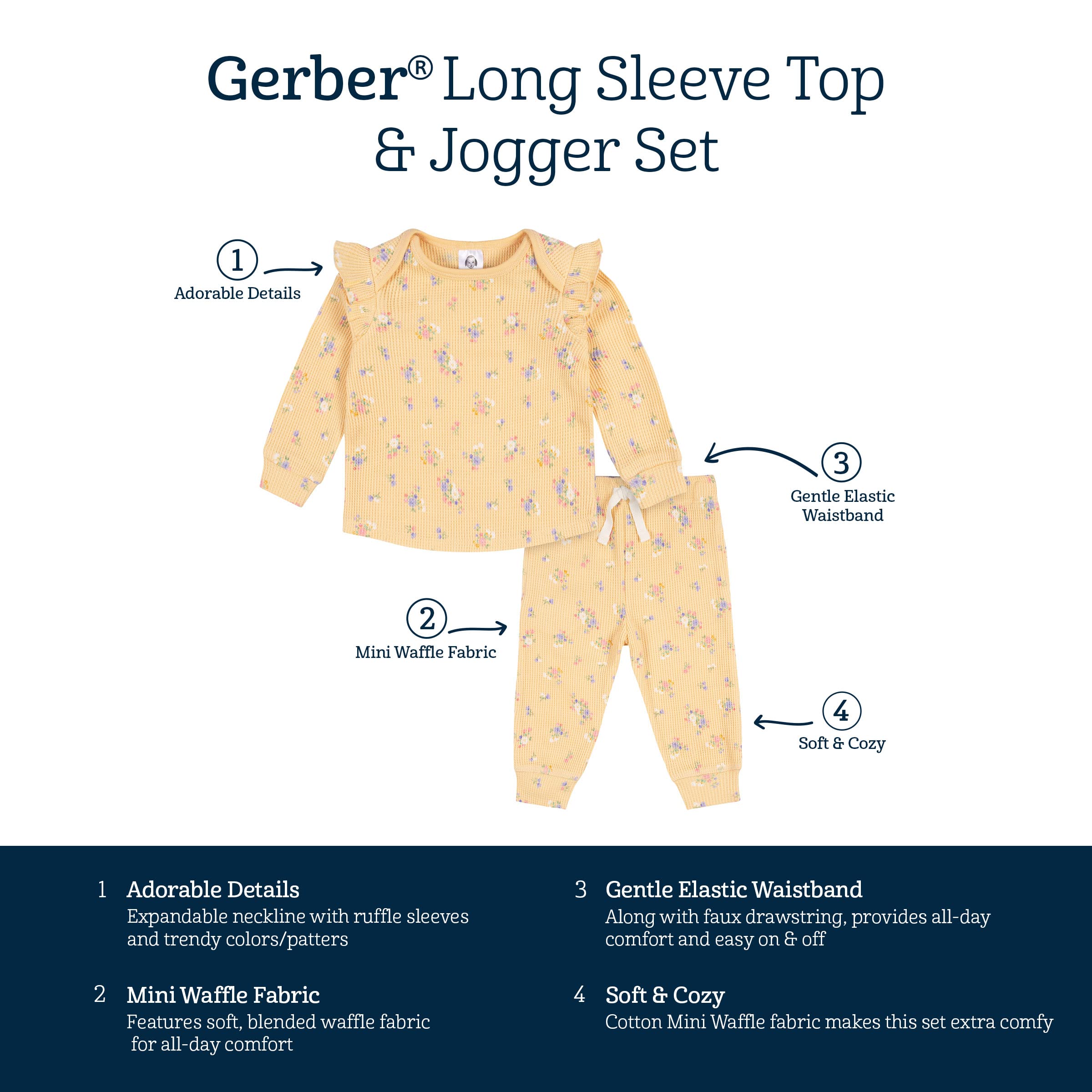 Gerber baby-girls 2-piece Long Sleeve Tee & Pull-on Jogger Set