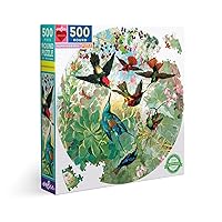 eeBoo: Piece and Love Hummingbirds 500 Piece Round Circle Jigsaw Puzzle, Puzzle for Adults and Families, Glossy, Sturdy Pieces and Minimal Puzzle Dust