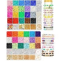 Dowsabel 9000 Pcs Clay Beads Bracelet Making Kit for Beginner, Heishi Flat Preppy Polymer Clay Beads with Charms Kit for Jewelry Making, DIY Arts and Crafts Birthday Gifts Toys for Kids Age 6-12