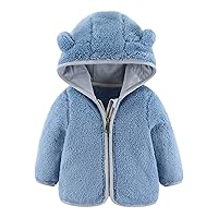 Toddler Newborn Infant Baby Boys Girls Fleece Jacket Cute Bear Hooded Zip Up Teddy Coat Sherpa Fuzzy Outerwear