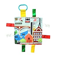 Baby Jack & Co 8x8” Learning Lovey Boston Massachusetts Tag Toys for Babies - Baby Crinkle Toys - Soft & Safe - Learn USA Cities and Shapes - Ideal Baby Toy & Gift BPA Free w/ Stroller Clip