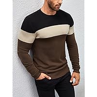 Sweaters for Men- Men Color Block Sweater (Color : Multicolor, Size : Medium)