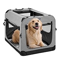 Folding Soft Dog Crate, 3-Door Portable Collapsible Pet Kennel for Crate-Training Dogs, 5 x Durable Mesh Screen, 600D Cationic Oxford Fabric, Indoor & Outdoor Use, 36