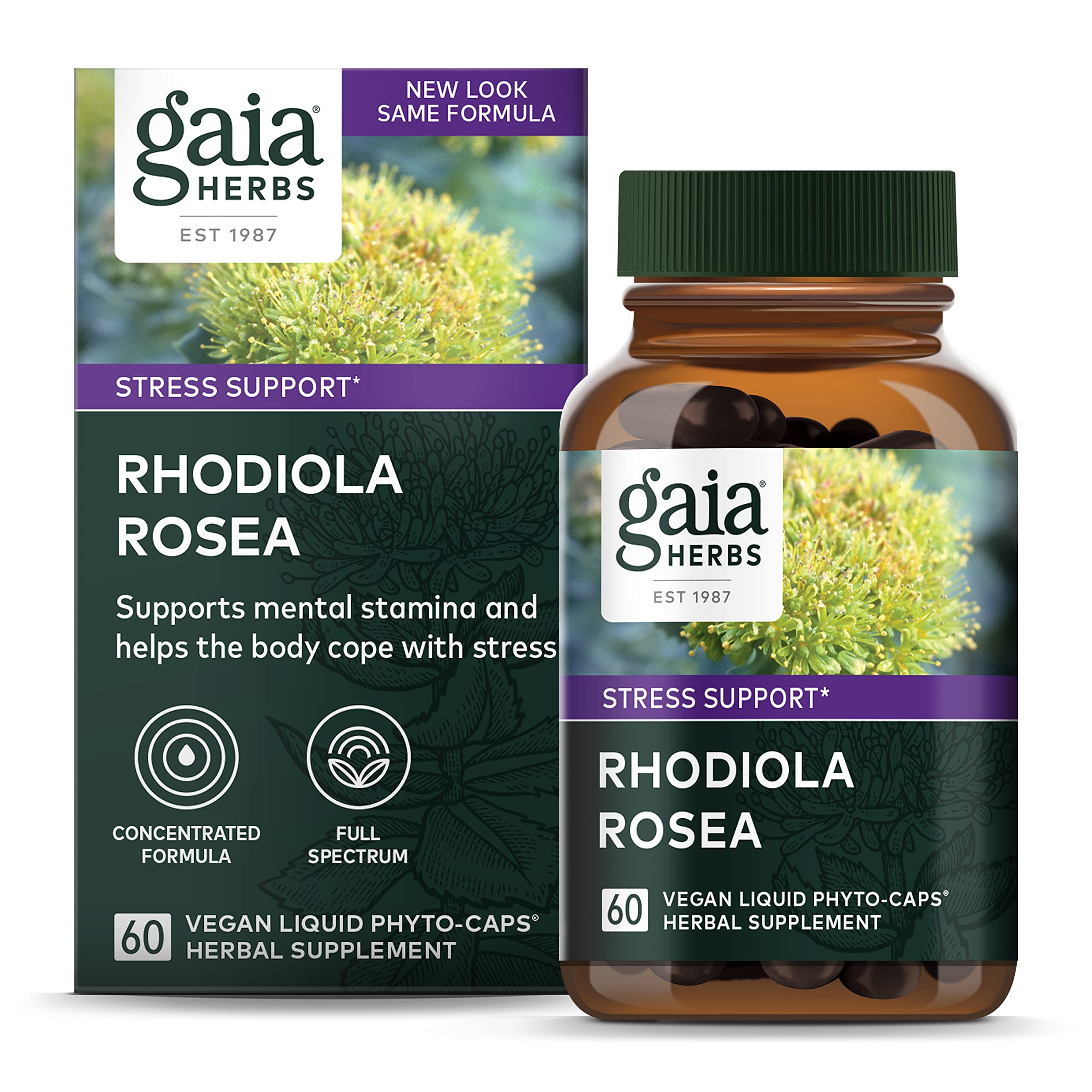 Gaia Herbs Rhodiola Rosea - Stress Support Supplement Traditionally for Supporting Healthy Stamina and Endurance - with Siberian Rhodiola Root Extract - 60 Vegan Liquid Phyto-Capsules (30-Day Supply)