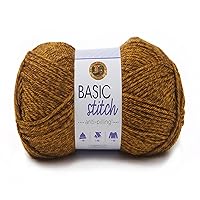 Lion Brand Yarn Basic Stitch Anti-Pilling Knitting Yarn, Yarn for Crocheting, PURE PLATINUM, Gold Heather, 1-Pack