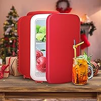 Simple Deluxe Portable Mini Fridge, 4L/6 Can Cooler and Warmer Compact Refrigerator for Skincare, Cosmetics, Beverage, Food, for Bedroom, Red