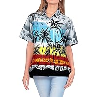 LA LEELA Women's Hawaiian Short Sleeve Blouse Shirt