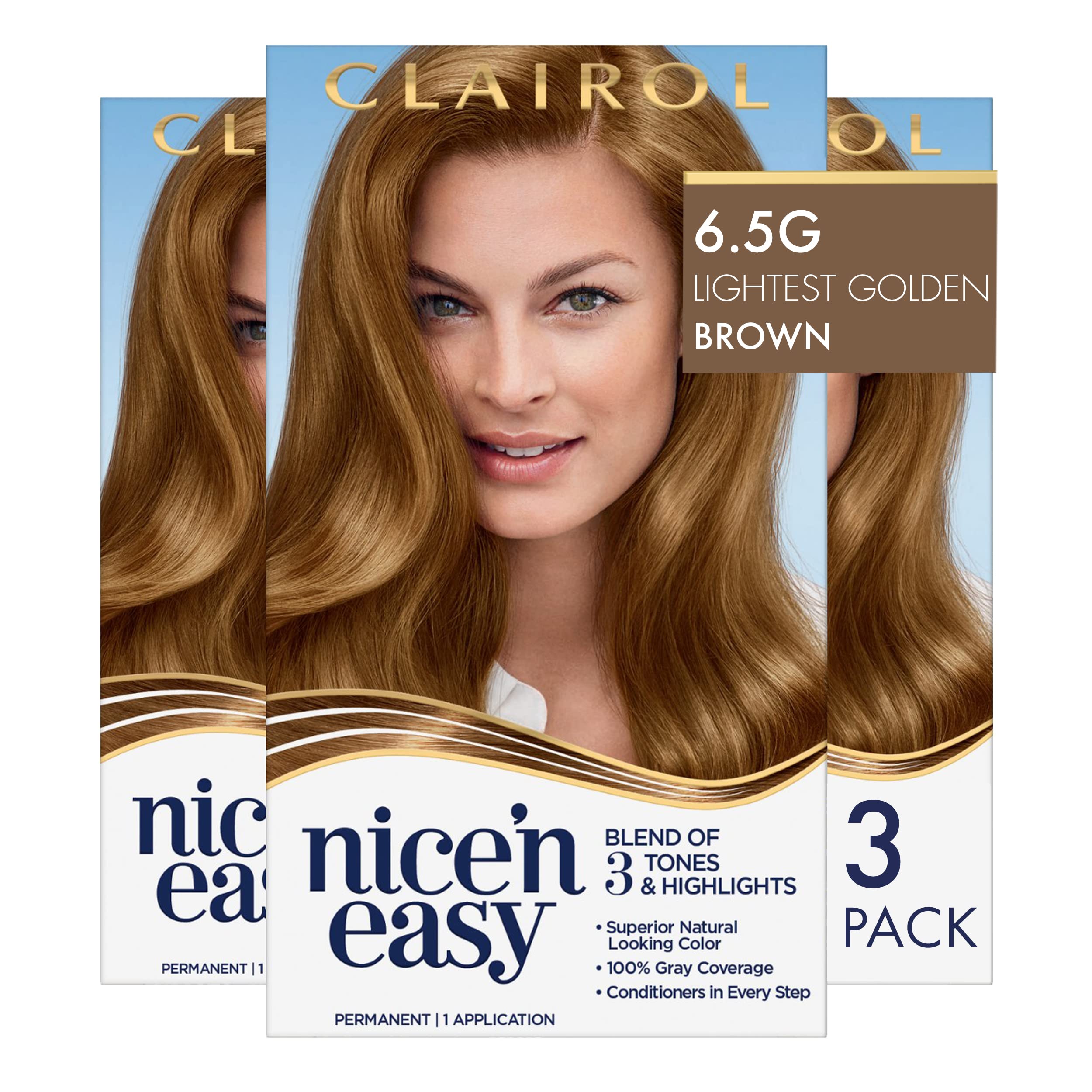 Mua Clairol Nice'n Easy Permanent Hair Dye,  Lightest Golden Brown Hair  Color, Pack of 3 trên Amazon Mỹ chính hãng 2023 | Giaonhan247