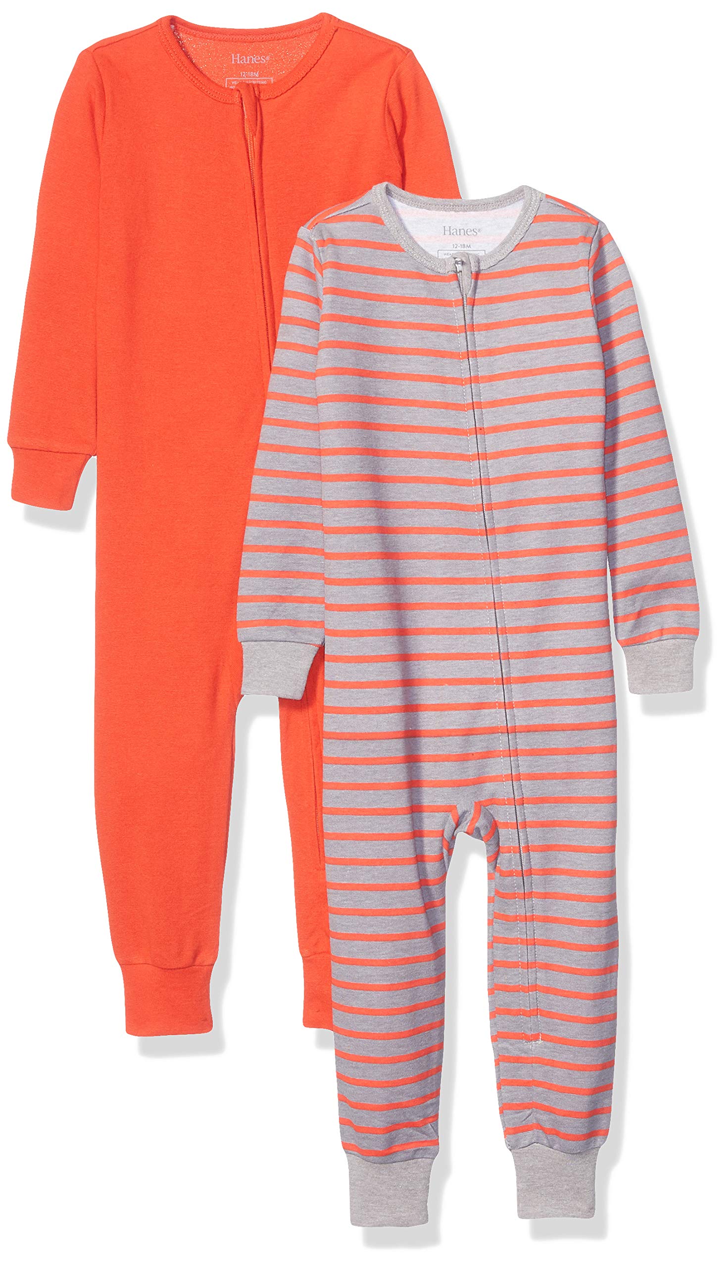 Hanes Baby Zip Up Pajamas, Ultimate Baby Zippin Sleep and Play Suits, 2 Pack