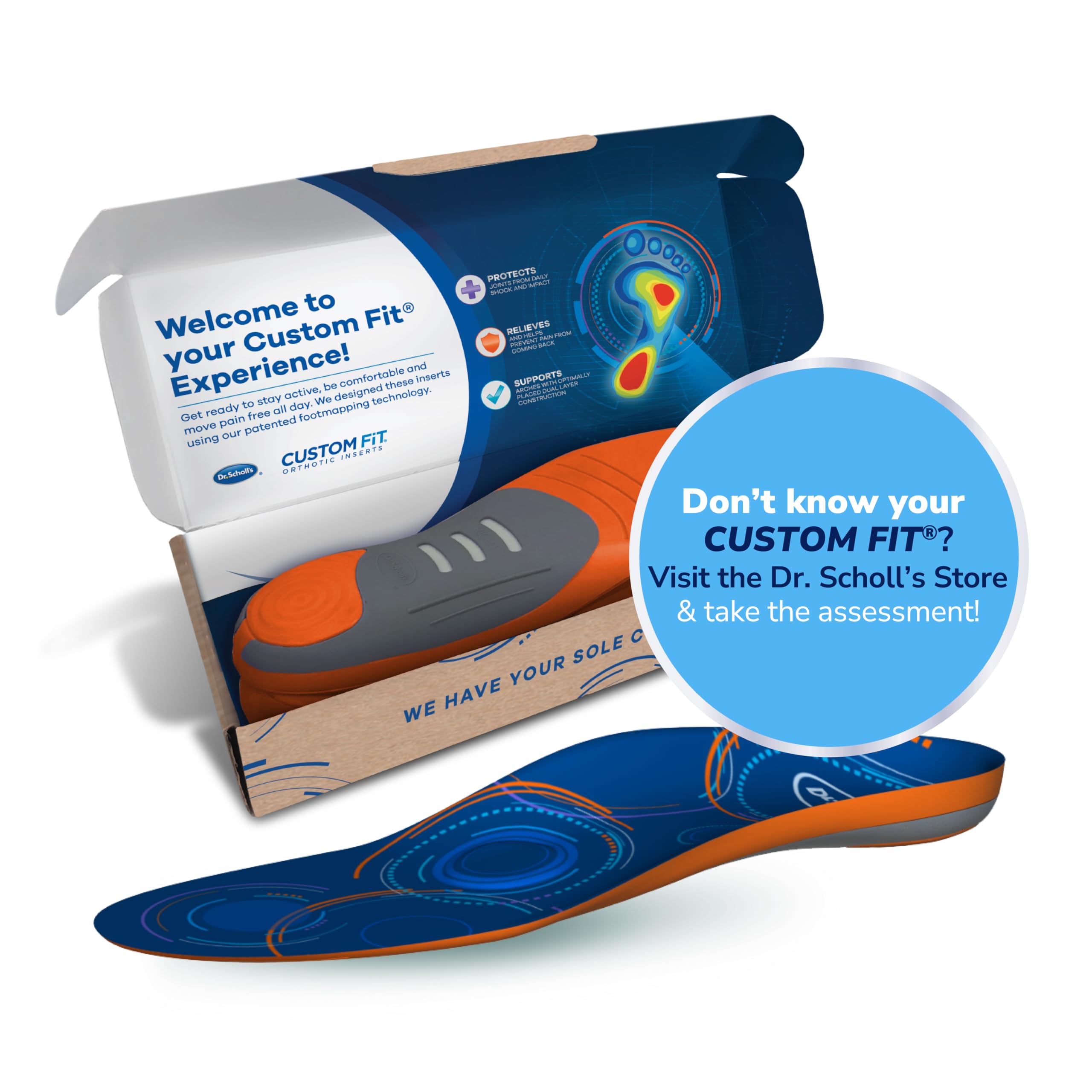 Dr. Scholl’s Custom Fit Orthotics 3/4 Length Inserts, CF 740, Customized for Your Foot & Arch, Immediate All-Day Pain Relief, Lower Back, Knee, Plantar Fascia, Heel, Insoles Fit Men & Womens Shoes