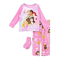 Disney Frozen Princesses Girls 3 Piece Fleece Pajama Set With Socks
