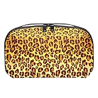 Electronics Organizer, Leopard Brown Small Travel Cable Organizer Carrying Bag, Compact Tech Case Bag for Electronic Accessories, Cords, Charger, USB, Hard Drives