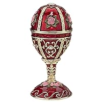 Design Toscano FH2479 The Russian Rosette Rose Romanov Style Enameled Egg, red