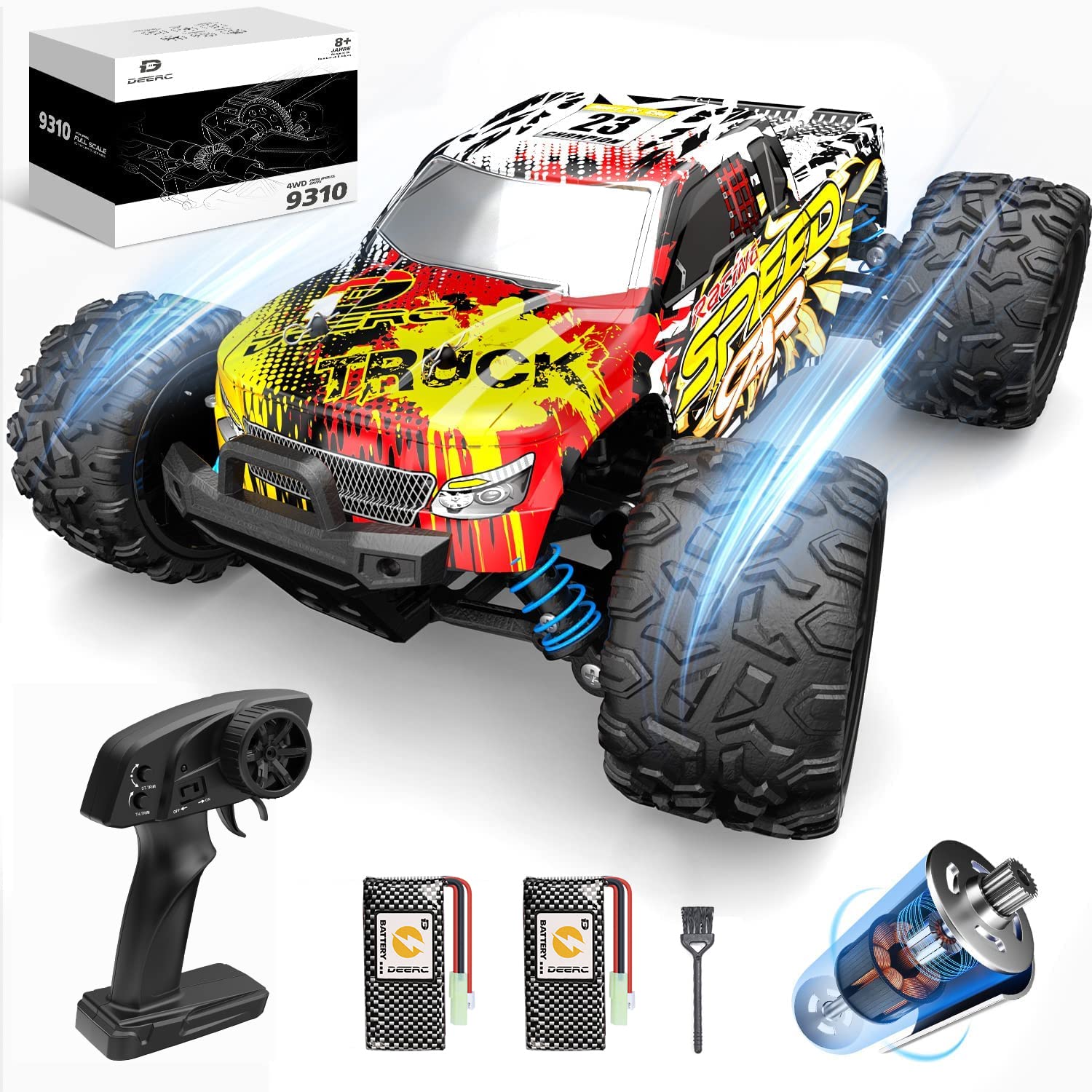 Mua DEERC RC Cars 9310 High Speed Remote Control Car for Adults Kids  30+MPH, 1:18 Scales 4WD Off Road RC Monster Truck,Fast  All Terrains  Toy Trucks Gifts for Boys,2 Batteries for
