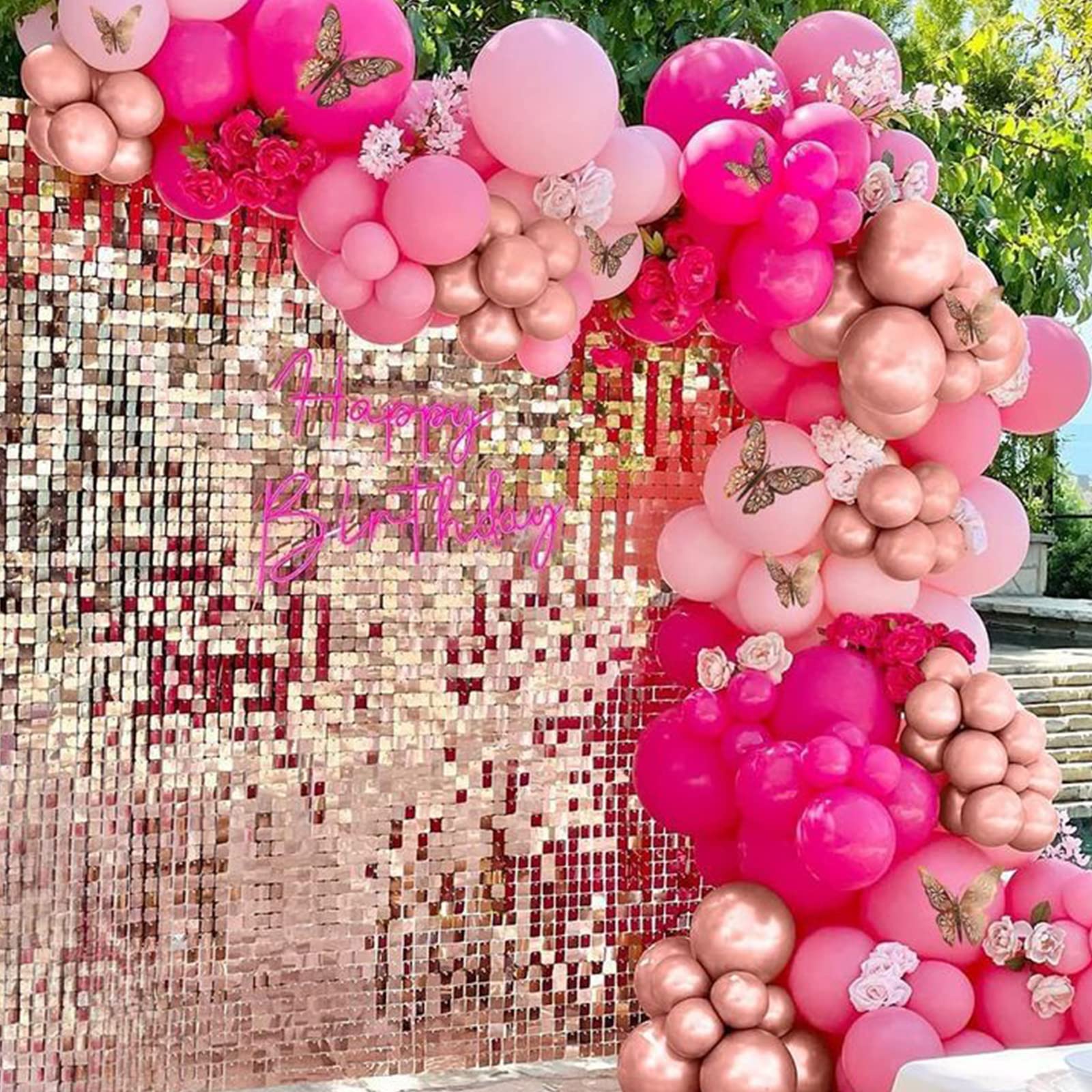 RUBFAC Hot Pink Balloons 105pcs and Pastel Pink Balloons 129pcs,Different Sizes 5/10/12/18 Inch for Garland Arch, for Wedding Birthday Anniversary Valentine's Day Theme Party Decoration