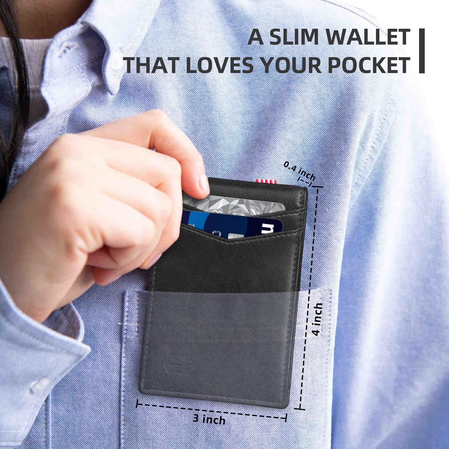 Zitahli Wallet for Men-6 Slots ID Window-Mens Wallets-Slim Wallet Classic Spring Money Clip RFID Blocking-Gift for Men