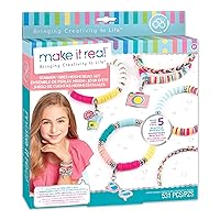 Make It Real - Summer Vibes Heishi Bead Bracelets - DIY Charm Bracelet Making Kit with Case - Friendship Bracelet Kit with Beads, Charms & Thread - Arts & Crafts Bead Kit for Girls - Makes 5 Bracelets