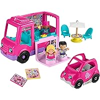 Fisher-Price Little People Toddler Playset Barbie Cupcake Truck Musical Toy with 9 Play Pieces for Preschool Kids Ages 18+ Months