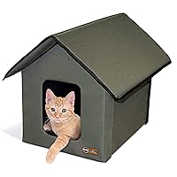 K&H Pet Products Outdoor Kitty House, Outdoor Cat House for Outside Community Cats, Strays, and Ferals, Insulated Shelter, Cold Weather House for Winter, 19 X 22 X 17 Inches (Unheated) Olive