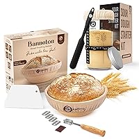 Sourdough Bread Baking Supplies and Starter Kit - Ultimate Bread Making and Sourdough Starter Kit with Proofing Baskets, Sourdough Jar, Bread Lame, Scrapers, and Danish Whisk