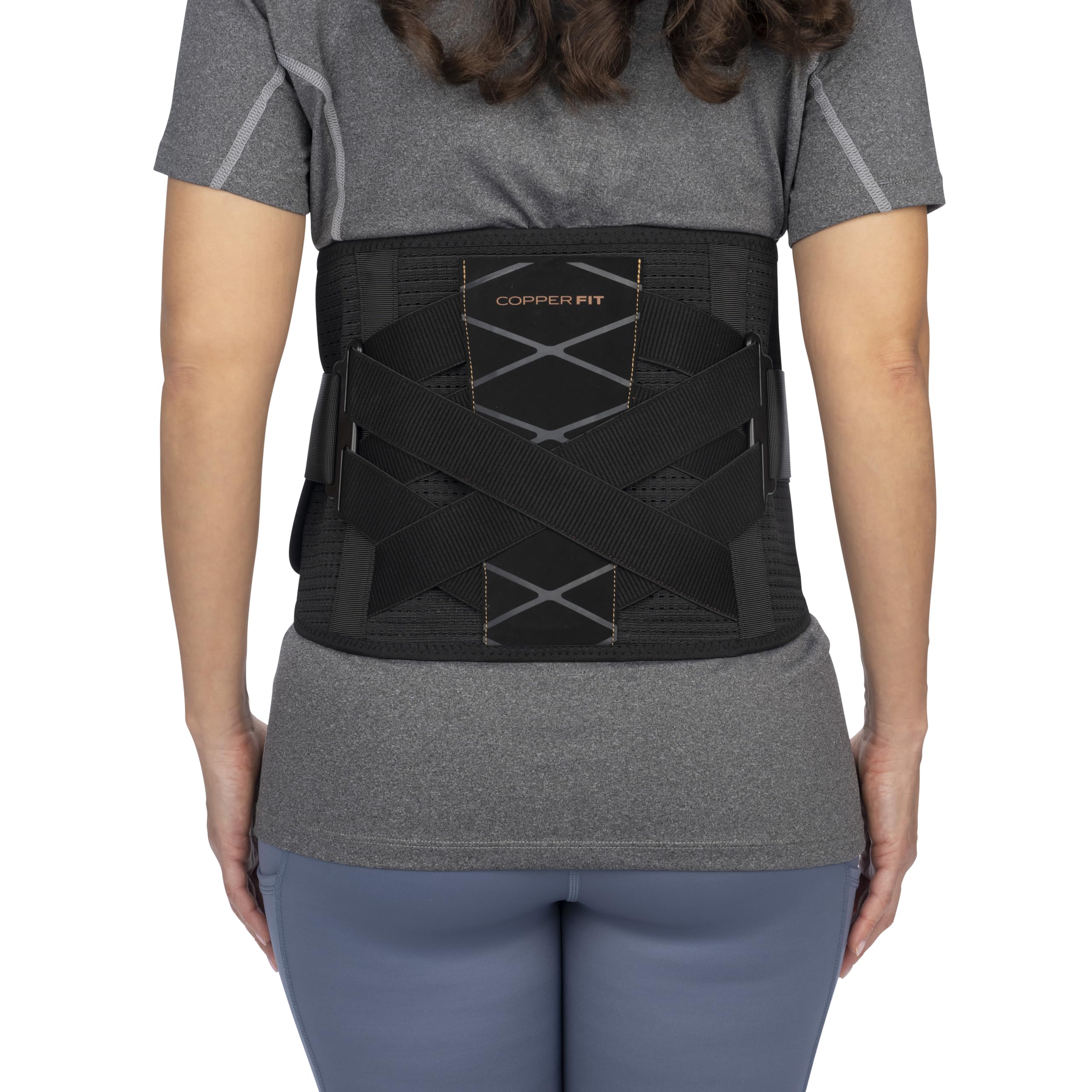 Copper Fit X Back Lumbar Support with Advanced X Compression System for Posture Support, Lightweight, Copper-Infused for Odor Reduction