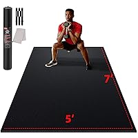 Large Exercise Mat for Home Workout,10'x6'/9'x6'/8'x6'/7'x5'/6'x4' (7mm) Extra Thick Workout Mat, High-Density Gym Mat for Cardio, Jump Rope, MMA, Weights (Shoe-Friendly)